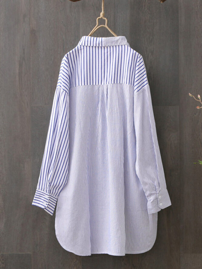 Two Tone Striped Shirt for Women back look