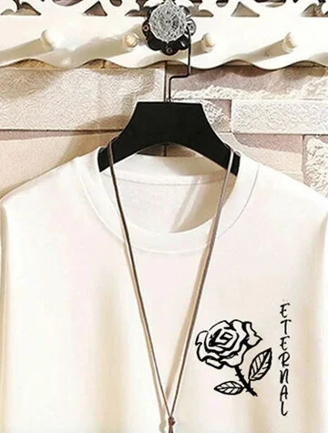 Rose Letter Print Sweatshirts