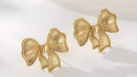 Titanium Steel Bow Earrings Fashion Women's Gold Casting Earrings