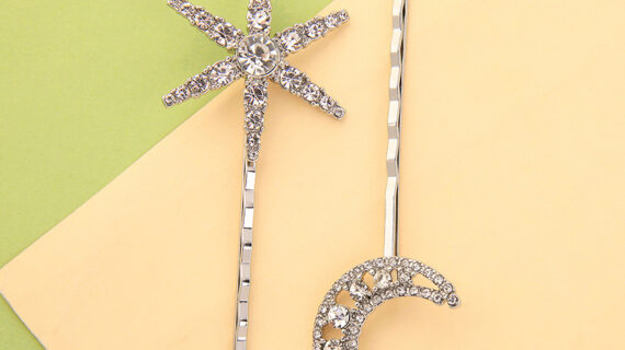 Long stars and moon hair clips