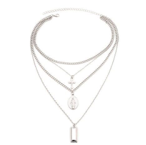 Bohemian retro new alloy cross multi-layer necklace Madonna four-layer chain set
