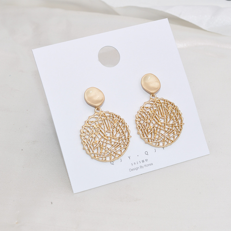 Textured staggered cutout earrings mesh earrings