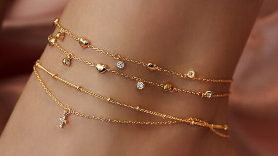 Love Cross Rhinestone Multilayer Anklet