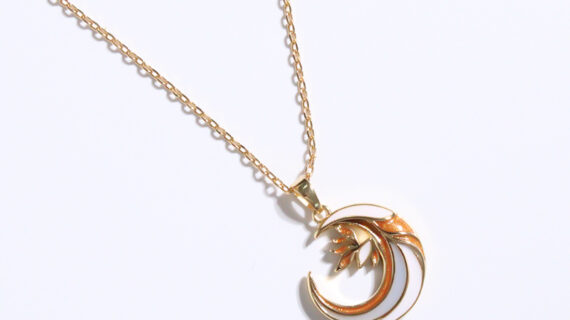 Handmade Enamel Crescent Necklace Original Clavicle