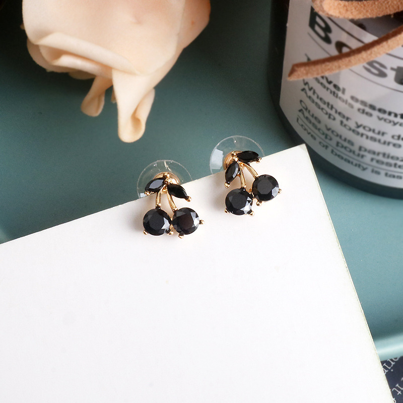 Cherry Earrings Cute Black Earrings Female