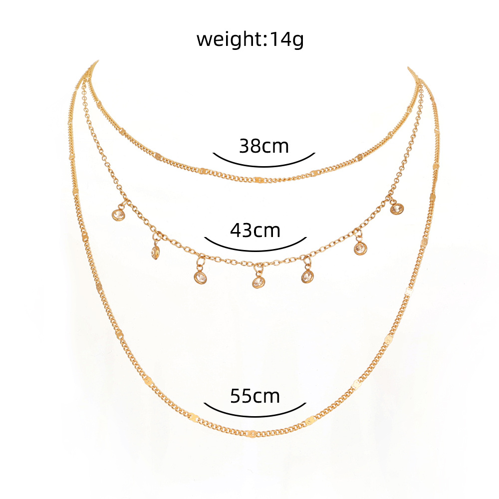 Unusual multi-layer necklace with micro-zircon necklace