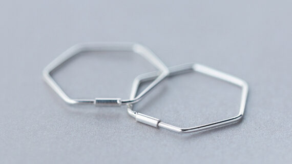 S925 Silver Earrings Female Sweet Hexagon Earrings Personalized Wholesale Big Earrings