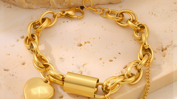 Versatile Titanium Bracelet With A Heart-shaped Pendant