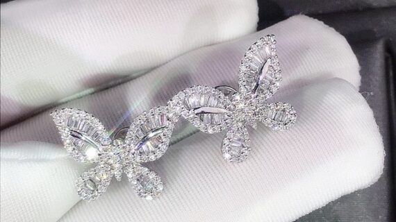 Butterfly earrings diamond earrings women