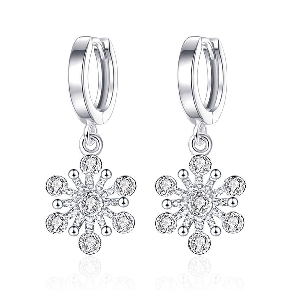 Snowflake earrings silver-plated girl earrings