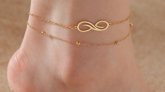 Women's Bohemian Infinite Symbol Anklet Stainless Steel Double Layer Bead Necklace Beach Anklet