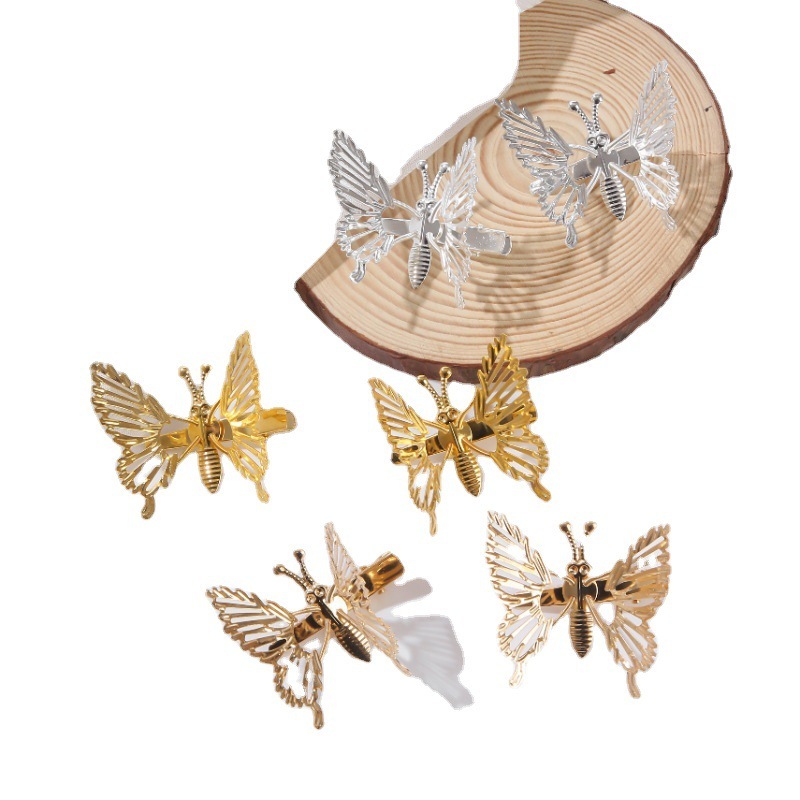 Wings Move Spring Metal Hollow Tie Wire Butterfly Hair Clip