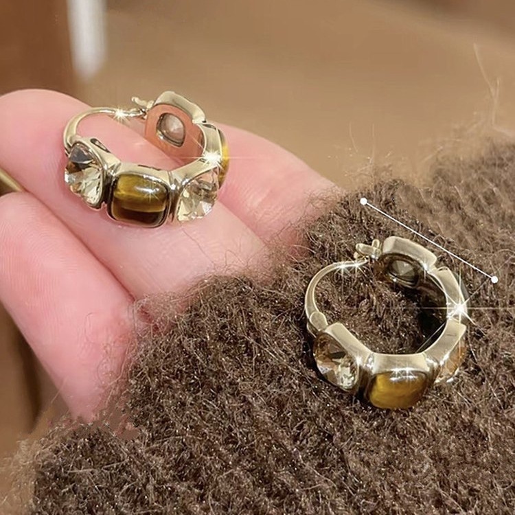 Geometric Block Zircon Ear Buckle Versatile Earrings