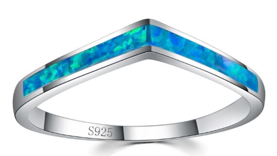 925 Sterling Silver Fashion Jewelry Mystic Ocean Blue White Opal Fire Rings For Women Gifts