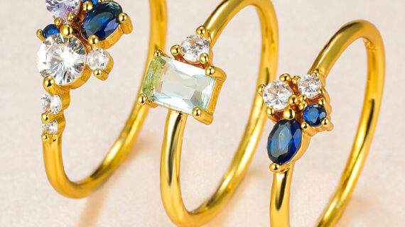 Three-piece Ring Set Topaz Couple Rings