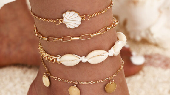 Natural Shell Round Coin Tassel Anklet