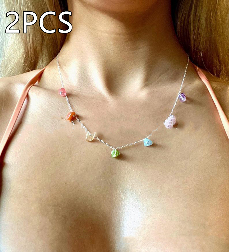 Seven Color Chakra Natural Crystal Necklace