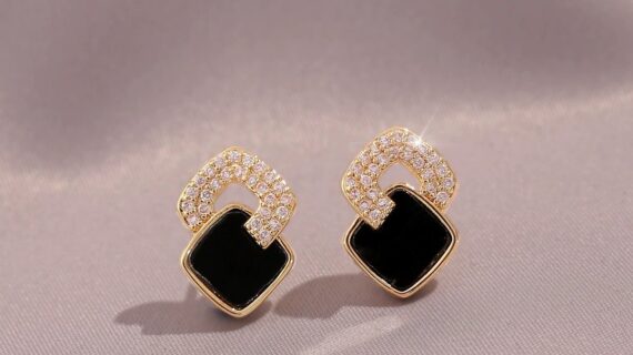 Women's Cross Black Small Square Earrings Versatile Gift