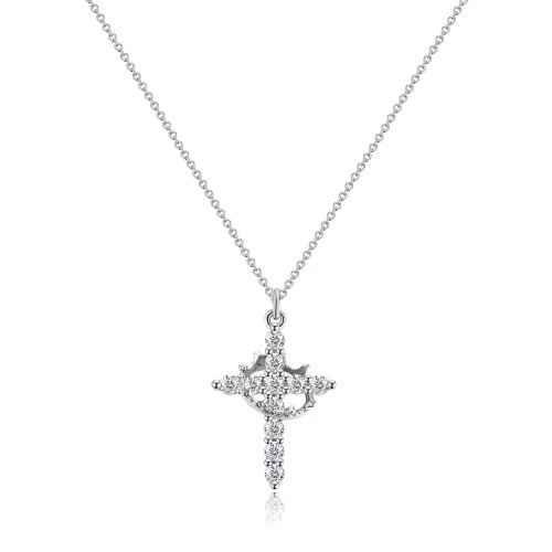 Cross Full Diamond Necklace Crown Rotatable
