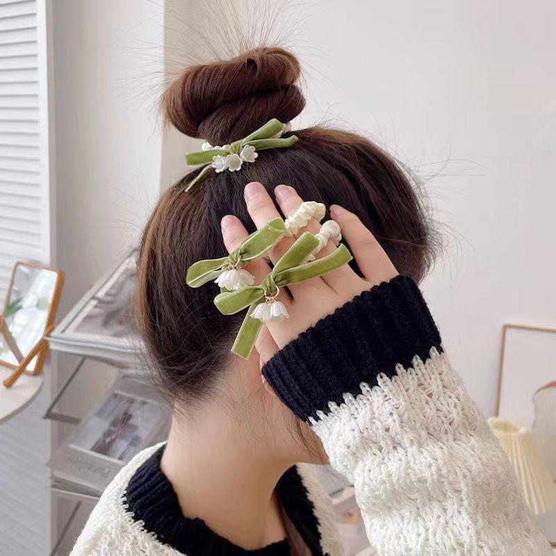 New Lily Headband Bow Small Intestine Hair Ring Advanced Sensual Tie Hair Rope Hair Accessories