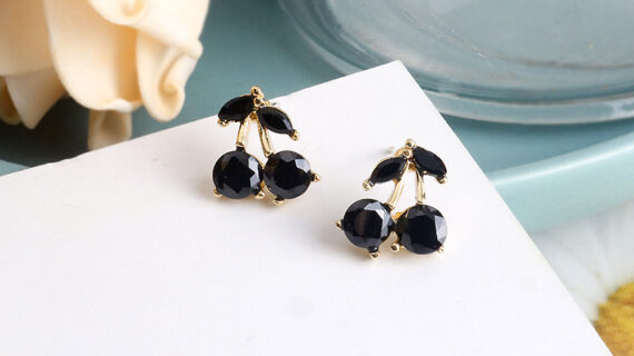 Cherry Earrings Cute Black Earrings Female